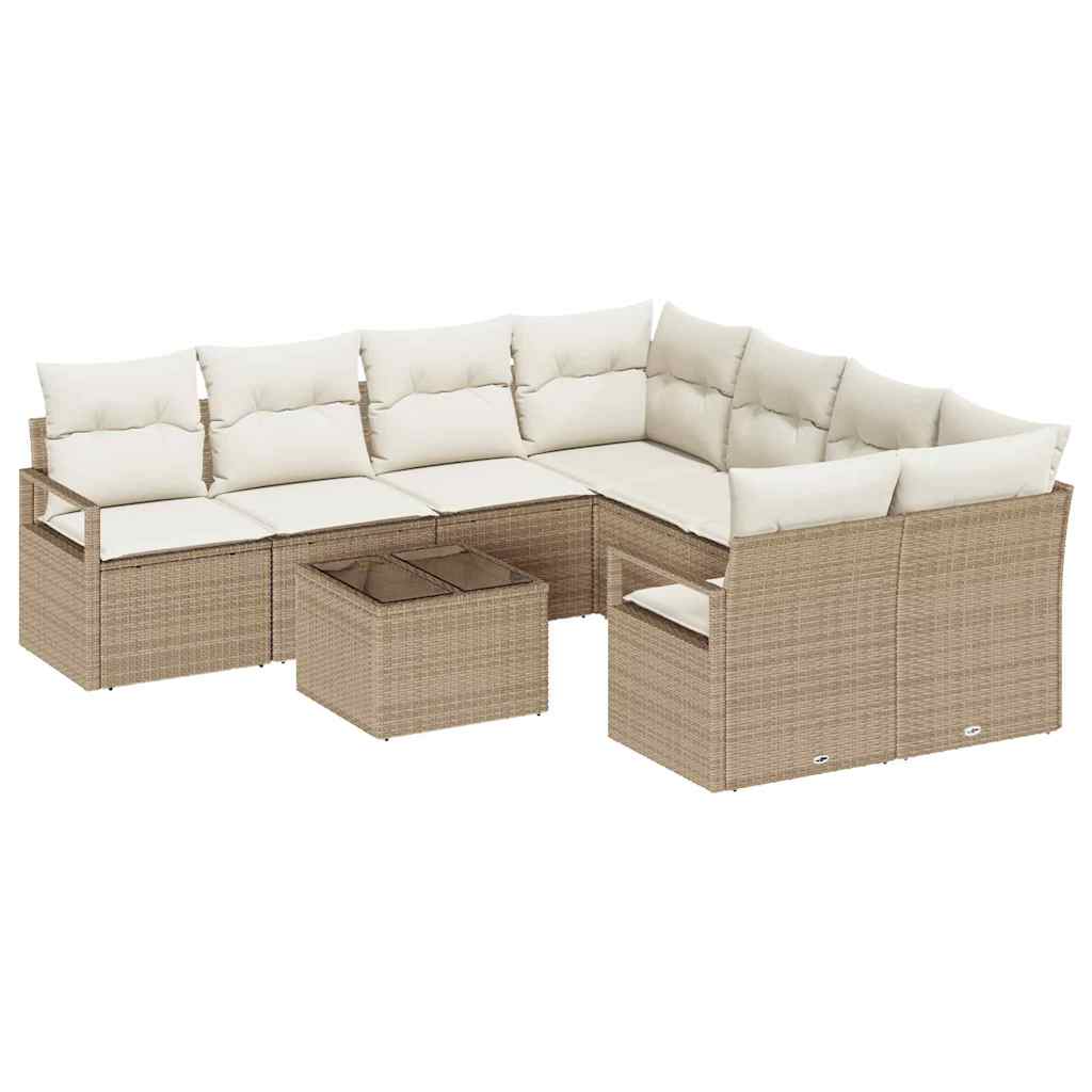 Garten-Sofa-Set 9 pcs Beige und Creme 55 x 55 x 37 cm